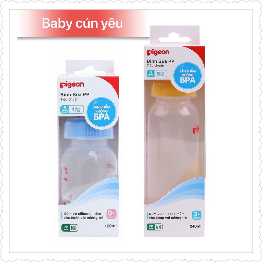 Bình sữa cổ hẹp pigeon nhựa pp tiêu chuẩn 120ml-240ml