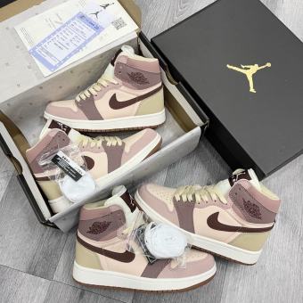 Giày Thể thao Jordan Hồng Nâu Cổ Cao , Giày JD1 nữ màu hồng tím trà sữa bản đẹp