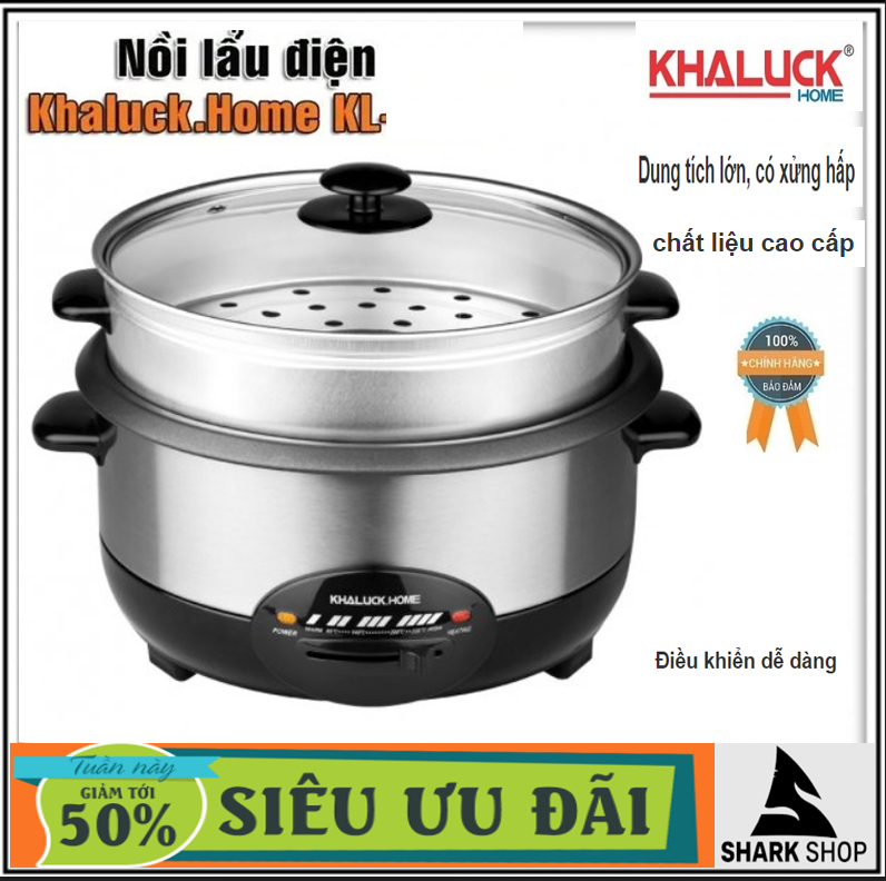 Noi lau khaluck,nồi ủ khaluck nồi lẩu điện khaluck kl 5229 chiêu đãi cả nhà với món lẩu công suất 1200w,dung tích 2.8 lít,vỏ ngoài inox không gỉ,lòng nồi chống dính siêu bền thiết kế hiện đại,đẹp mắt dễ sử dụng bh 12 tháng