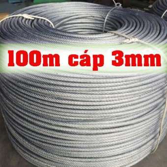 100m dây cáp bọc nhựa 3mm ( kèm 4 khóa cáp và 2 tăng đơ)