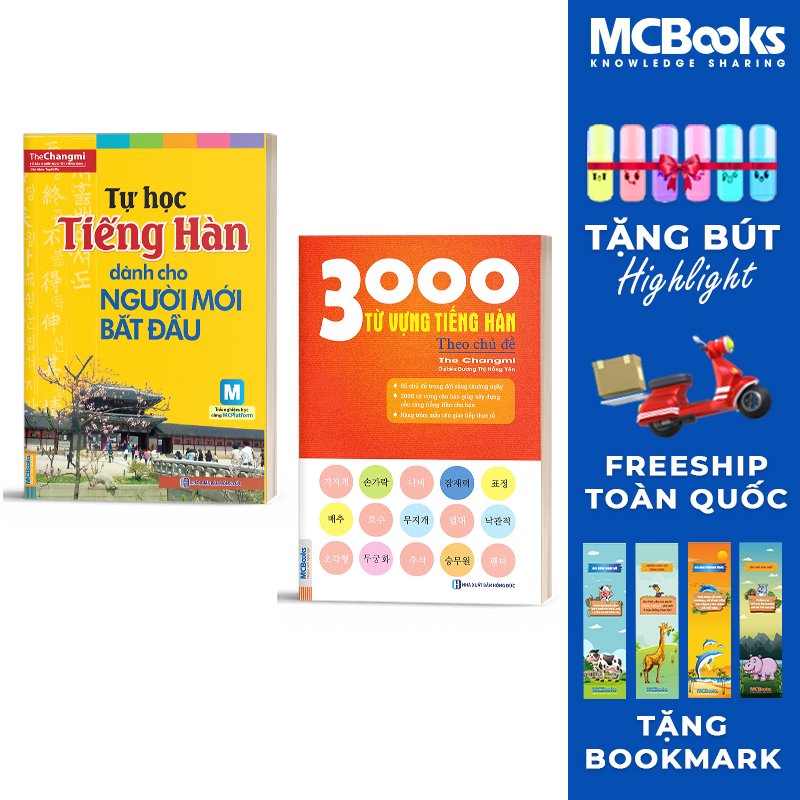 Combo tự học tiếng hàn cho người mới bắt đầu và 3000 từ vựng tiếng hàn theo chủ đề