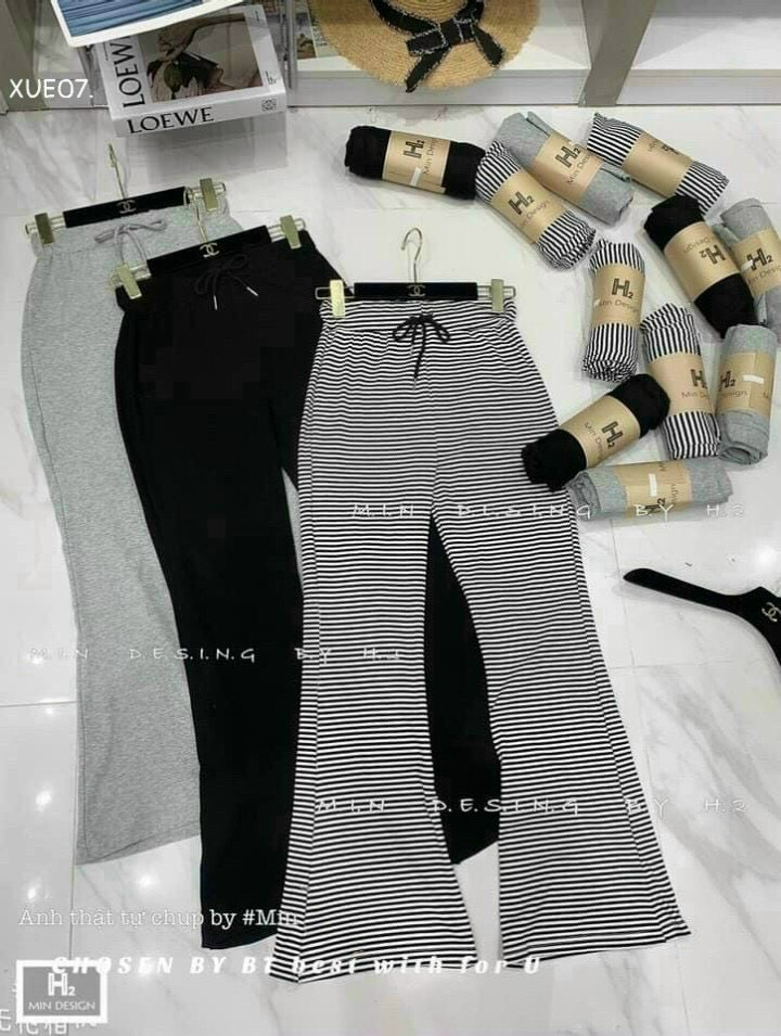 quần thun gân ống loe chất vải co giản dày dặn cực đẹp m00881