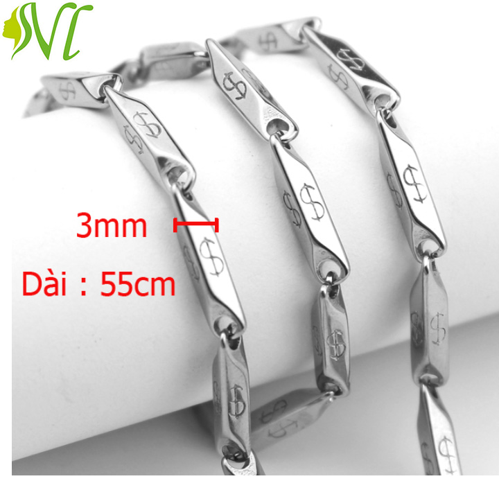 Dây chuyền inox nam kiểu hỏa tiển 3 ly mạ vàng