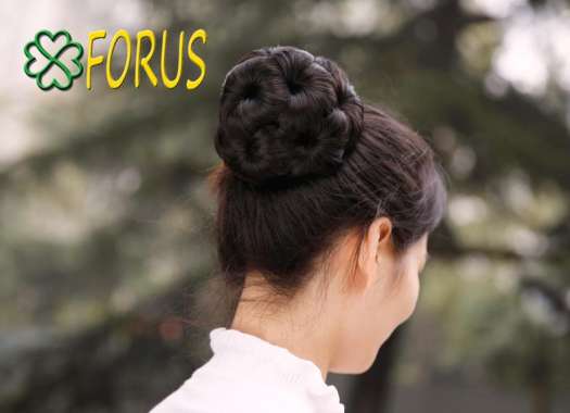Tóc búi hoa kẹp, màu [đen 2#] tóc giả nữ
