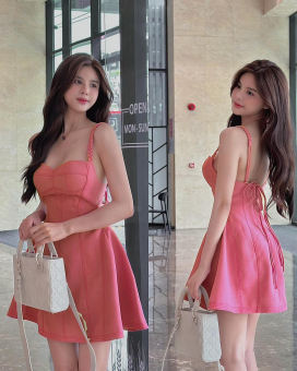 Đầm thiết kế dự tiệc dáng xòe A 2 dây đan B54