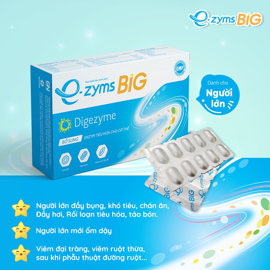 E-zyms Big - Bổ Sung Enzym Tiêu Hóa Cho Người Lớn, Giúp Ăn Ngon, Tăng Hấp Thu