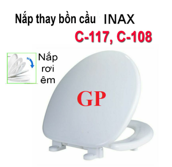 Nắp bồn cầu rơi êm -tự do cao cấp nhựa trắng dày thay cầu Inax C-108, C117, C306