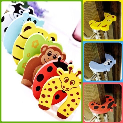 Combo 5 miếng xốp cài chặn cửa hình thú đáng yêu chống kẹp/kẹt tay bé - chống va đập cửa sập, chặn gió