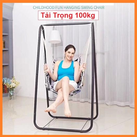 Ghế Võng Xích Đu Trong Nhà - Ghế Xích Đu Treo Khung Thép Chống Gỉ Cao Cấp, Ghế Xích Đu, Ghế Xích Đu Sân Vườn, Ghế Xích Đu Thư Giãn Đa Năng
