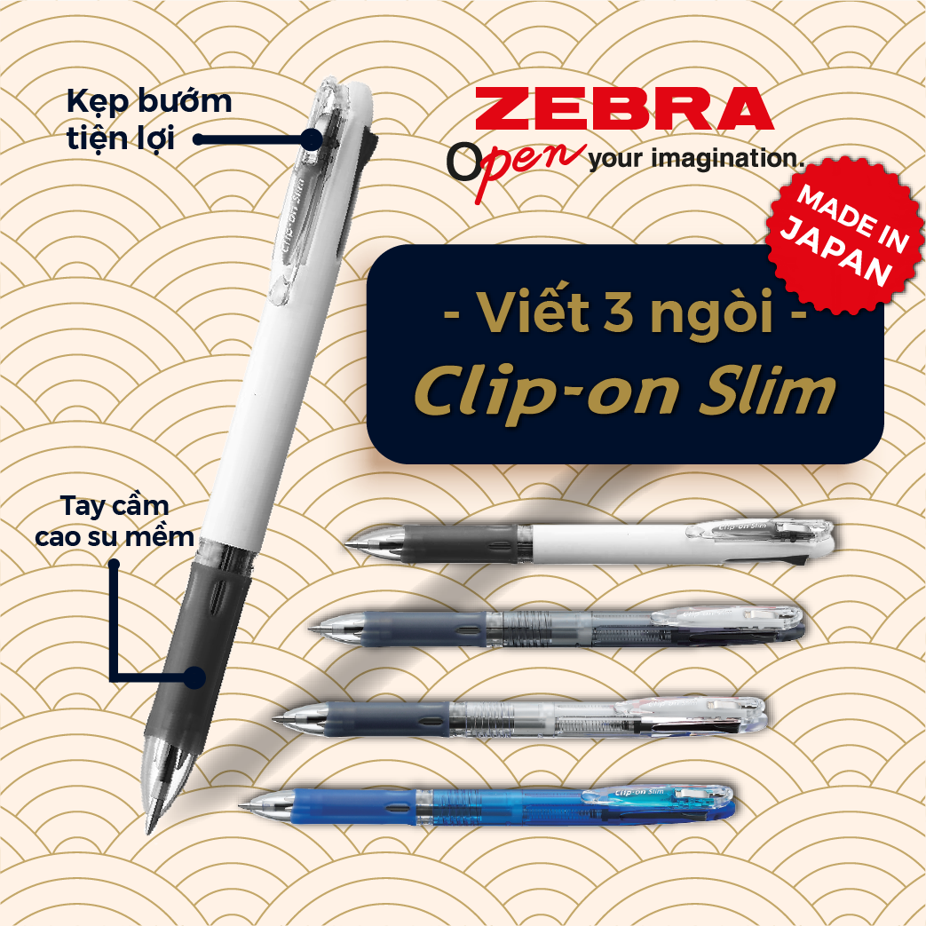 Viết bi 3 ruột zebra clip-on slim 3c 0.7