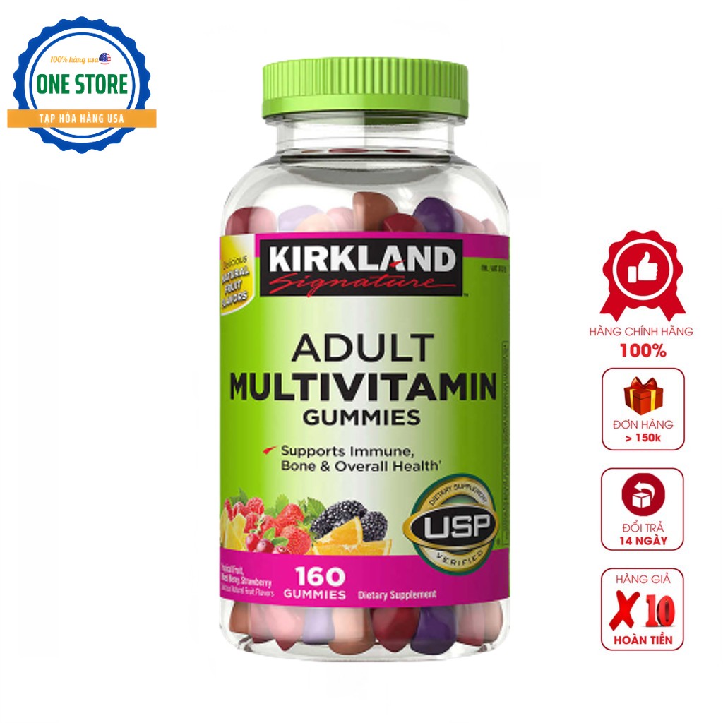 Kẹo dẻo Kirkland Signature Adult Multivitamin Gummies 160 viên Chuẩn hàng