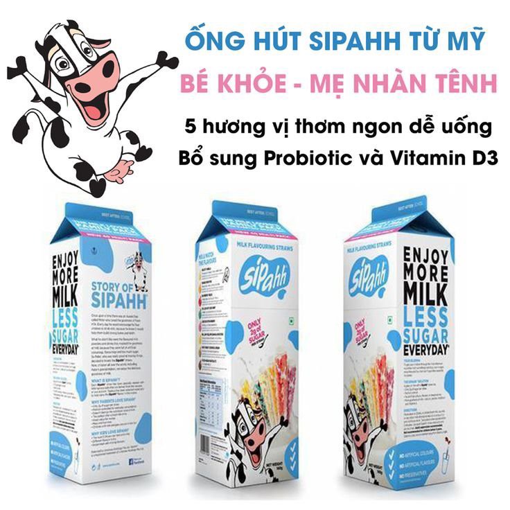 Ống hút đổi vị sữa sipahh - hàng nk chính hãng-hộp 10 ống mix đủ vị