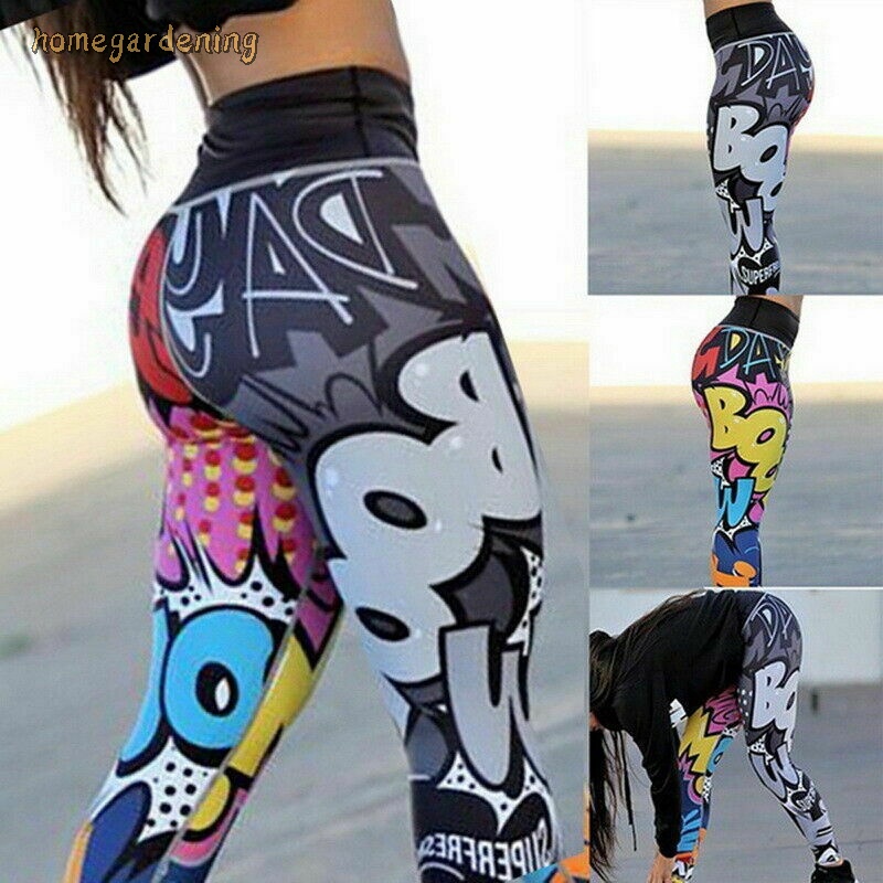 CUHAKCI Sexy Patch Print Legging Pencil Pants Female Fitness