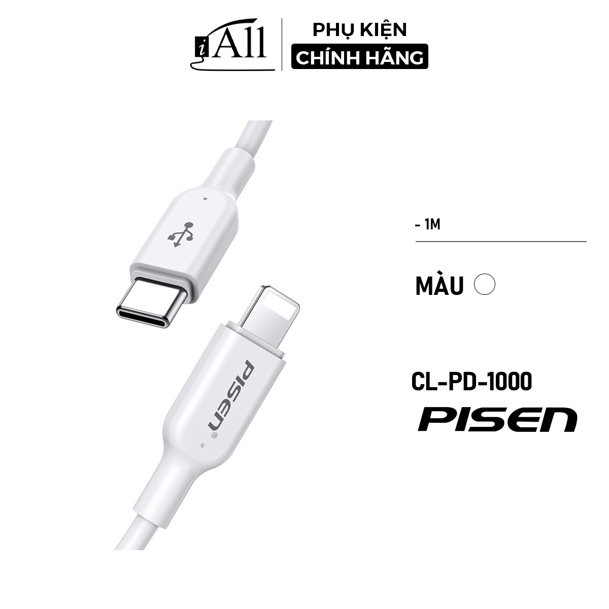Cáp sạc nhanh iphone pisen typec to lightning cl-pd-1000 - iall store
