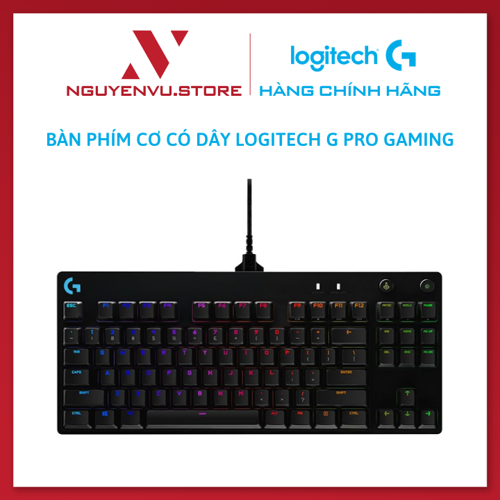 Bàn phím cơ game có dây Logitech G Pro - Không phím số, switch GX Clicky, RGB - Hàng Chính Hãng