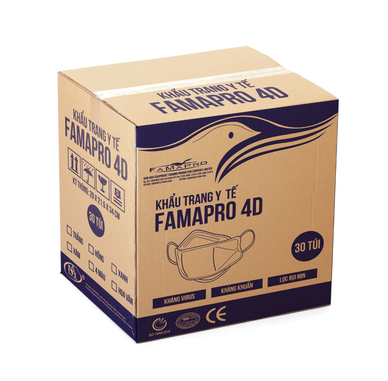 1 Thùng khẩu trang KF94 Famapro 4D túi, dày mịn/khẩu trang KF94/khẩu trang Nam Anh