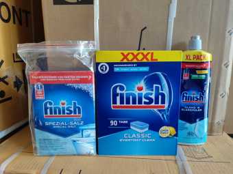 Combo Finish Viên rửa Classic 90 viên + Muối 1.2kg + Nước làm bóng 750ml