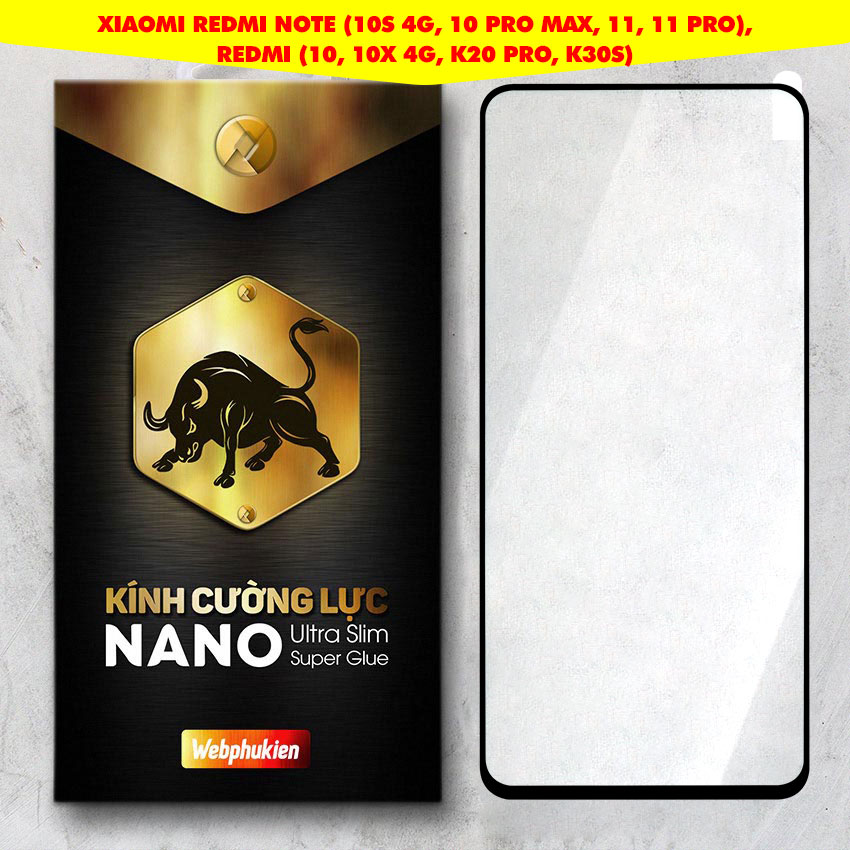 Kính cường lực cho xiaomi redmi note 10s 4g, note 10 pro max, note 11, note 11 pro, redmi 10, redmi 10x 4g, redmi k20 pro, redmi k30s full màn hình hiệu webphukien combo 2022