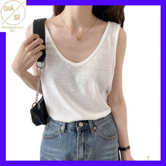 Áo ba lỗ nữ cổ tim trơn đơn giản dễ mặc tanktop form rộng phong cách basic nhiều màu freesize áo sát nách mặc mát thun cotton quần áo thời trang giá kho sỉ