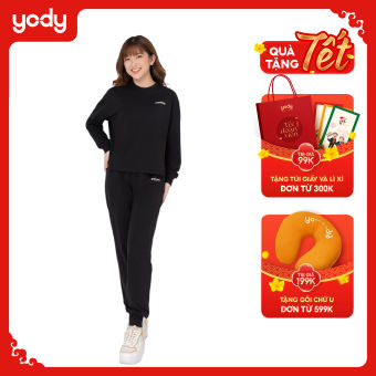 Bộ Đồ Nữ Thể Thao YODY Nỉ Da Cá Cổ Tròn, Dài Tay Thu Đông Co Giãn Mềm Mại BTN5000