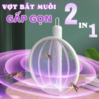 Vợt Bắt Muỗi Kiêm Đèn Bắt Muỗi Thông Minh, Máy Bắt Muỗi Điện Quang Diệt Muỗi Đuổi Muỗi, Vợt Muỗi Đa Năng 3 Lớp Bảo Vệ