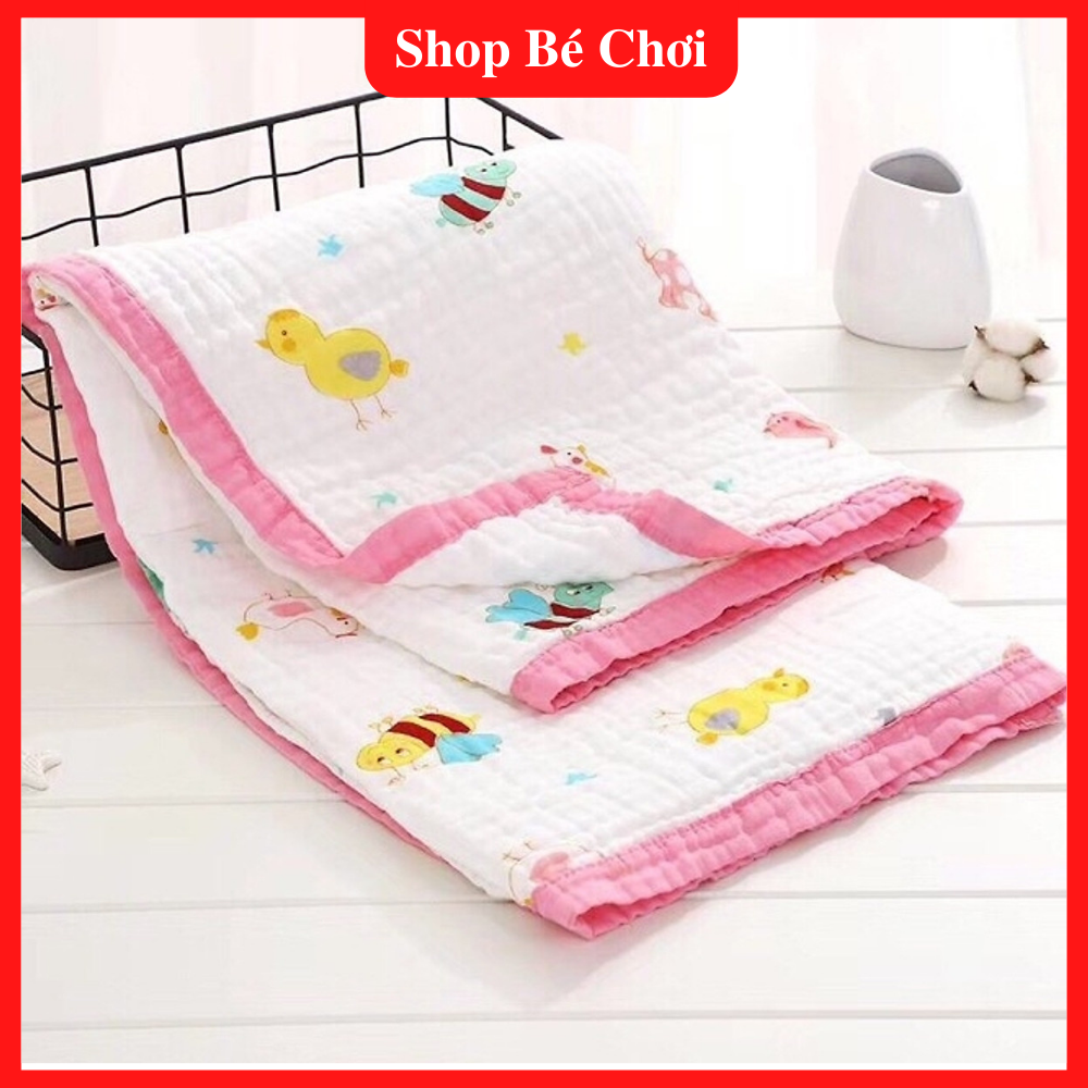 Chăn xô 6 lớp sợi tre 120cm x 120cm cho bé gái - màu ngẫu nhiên