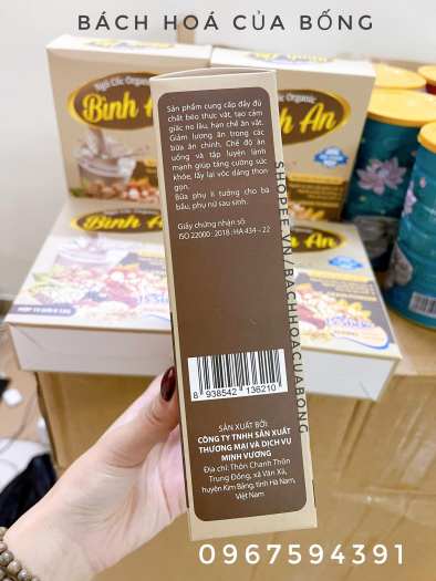 Bột Ngũ cốc Organic dinh dưỡng Bình An pha uống (Hộp 15 gói x 15g) - Giúp tăng/ giảm cân, lợi sữa thơm ngon, bổ dưỡng