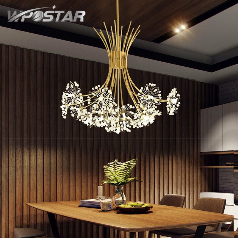 Modern Art Deco LED Crystal Hardware Chandelier Dandelion Golden Hanging Lamps Decorative Light Fixture Lighting Led Home Lights ราคา 2,908 บาท*ส่งฟรี