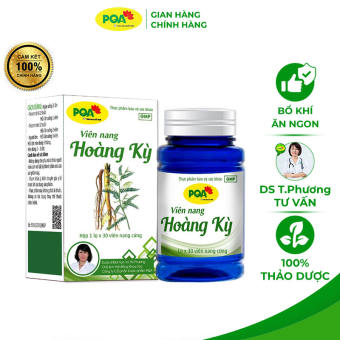 Hoàng kỳ viên nang PQA giúp bổ khí huyết tăng cường tiêu hóa, sức khỏe, giảm mệt mỏi (hộp 30 viên)