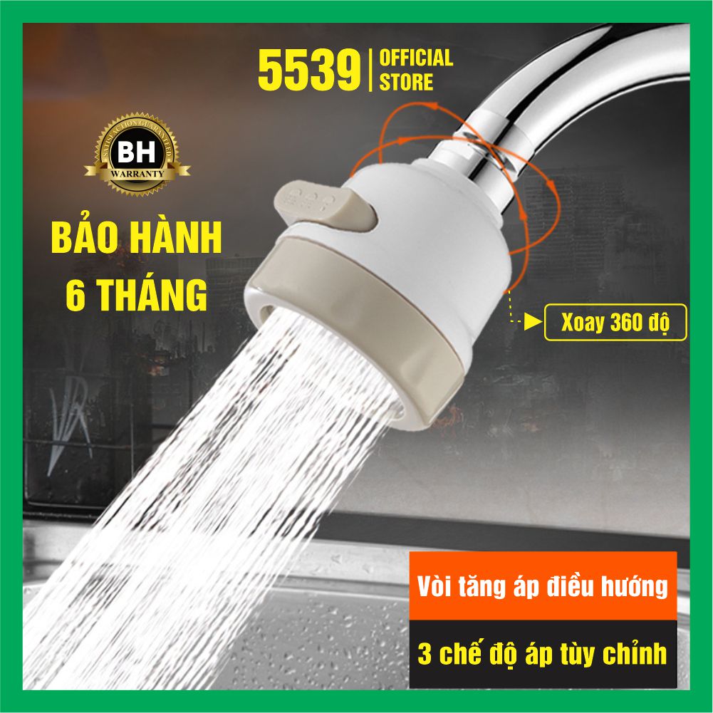 Vòi tăng áp rửa chén bát điều hướng 360 độ, đầu vòi tăng áp rửa chén bát 3 chế độ phun nước siêu mạnh - Shop 5539