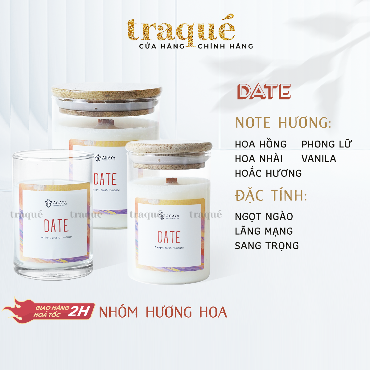 Nến thơm agaya/candle cup - hương hoa date