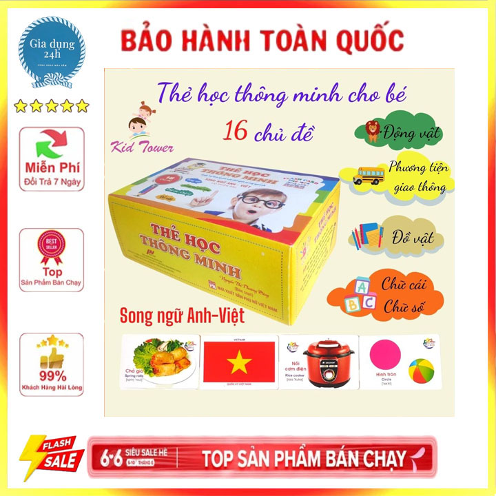 Bộ thẻ học thông minh 16 chủ đề 416 thẻ tiếng anh tiếng việt cho bé, Song Ngữ Tiếng Anh Chuẩn Theo Glenn Doman Flashcard Cho Bé Từ 0-6 Tuổi, thẻ học song ngữ Anh - Việt cho bé giúp bé phát triển tư duy sớm