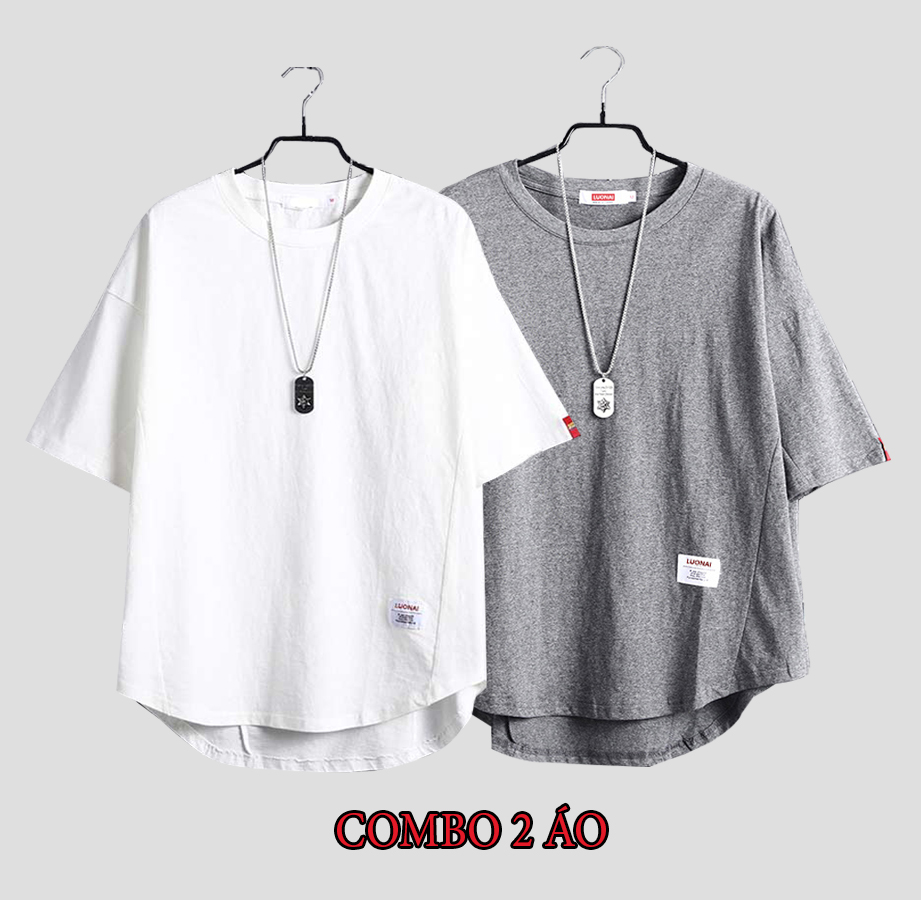 Combo 02 Áo Thun Nam Nữ Unisex Trơn Basic Tay Lỡ Cổ Tròn Vạt Áo Đuôi Tôm Phong Cách Trẻ Trung Thời Trang August 2TOP NAM 145