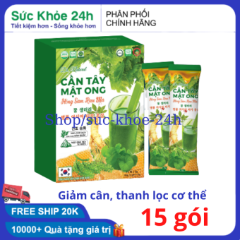 Bột cần tây mật ong giảm cân hồng sâm rau má thanh lọc cơ thể đẹp da , đẹp dáng hộp 15 gói HSD 2024
