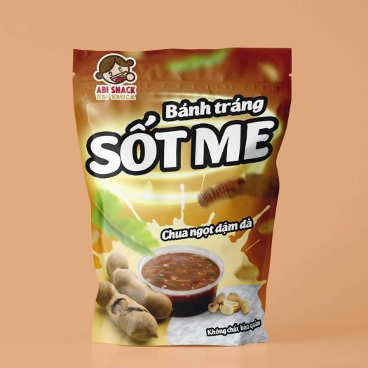 Bánh tráng me Abi chính hãng, mua 3 bịch tặng gói khăn giấy