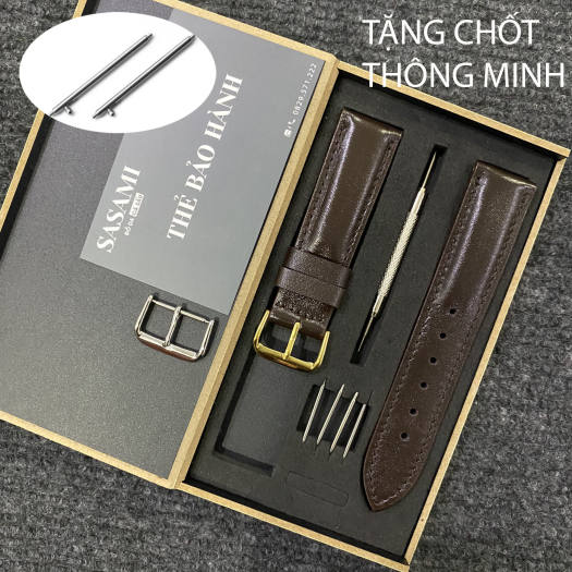 BK. Dây đồng hồ DA BÒ MỀM CAO CẤP Khóa KimSẢN PHẨM GỒM : 1 DÂY + 1 KHÓA TẶNG 1 HỘP 2 CHỐT THÔNG MINH2 CHỐT THƯỜNG và 1 CÂY THAY DÂY