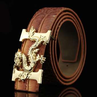 Thắt lưng, Dây nịt vân cá sấu chữ H hình rồng lớn mạ vàng có clip chi tiết