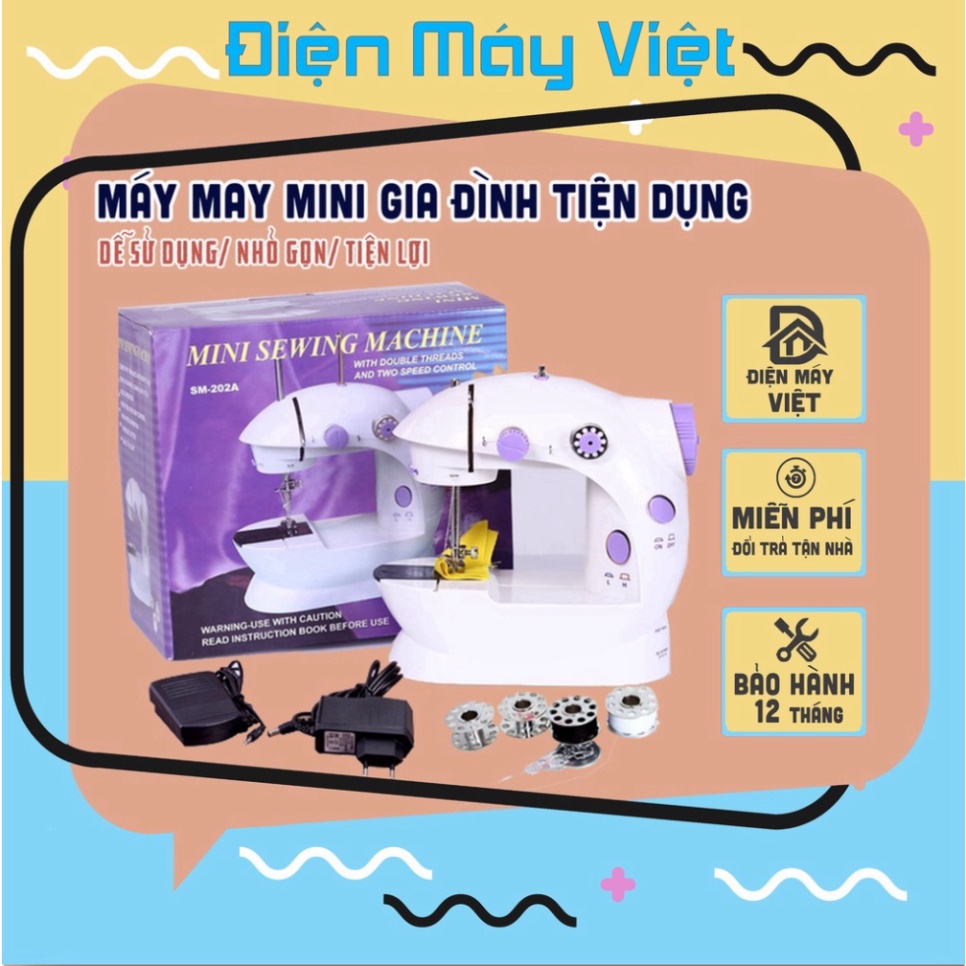 Máy May Đa Năng Có Vắt Sổ Máy May Mini, Tặng phiếu bảo hành 1 năm Toàn quốc, nhỏ gọn, sang trọng