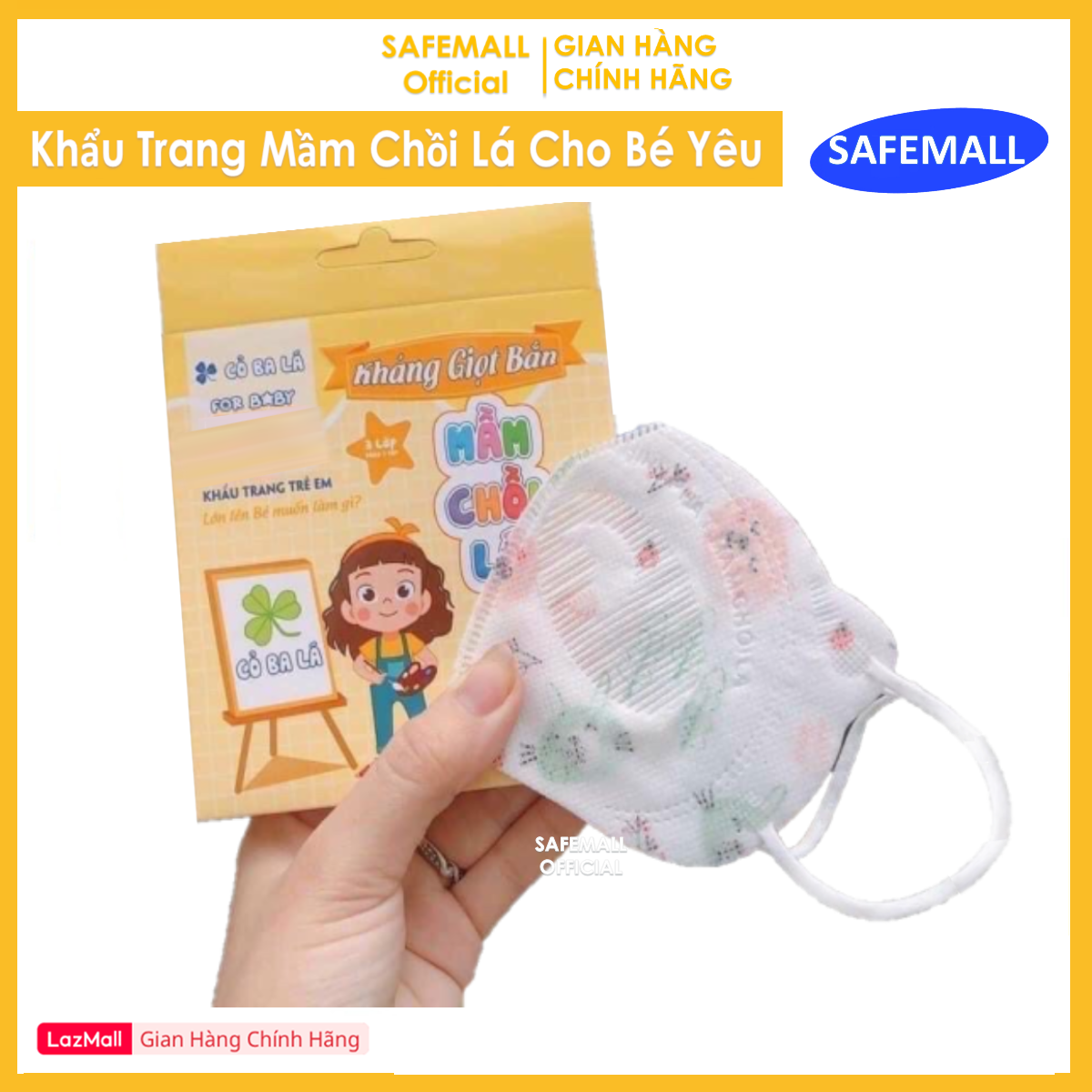 [HOT] Hộp 20 chiếc khẩu Trang Trẻ Em Mầm Chồi Lá Cho Bé 1 đến 6 Tuổi Khẩu Trang Chống Giọt Bắn Dễ Thương Cho Bé - Hàng Chính Hãng SAFEMALL OFFICIAL