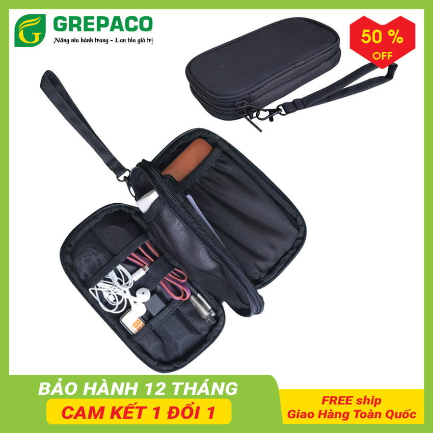 Túi Đựng Đồ Nghề Công Nghệ Trang Điểm Cá Nhân Du Lịch Đựng Bút Viết Size Mini Vải Bố Canvas Chống Thấm Nhiều Ngăn Đa Năng, Tiện Lợi, Có Dây Xách Cầm Tay GrepacoBags DD01 – Hàng Chính Hãng