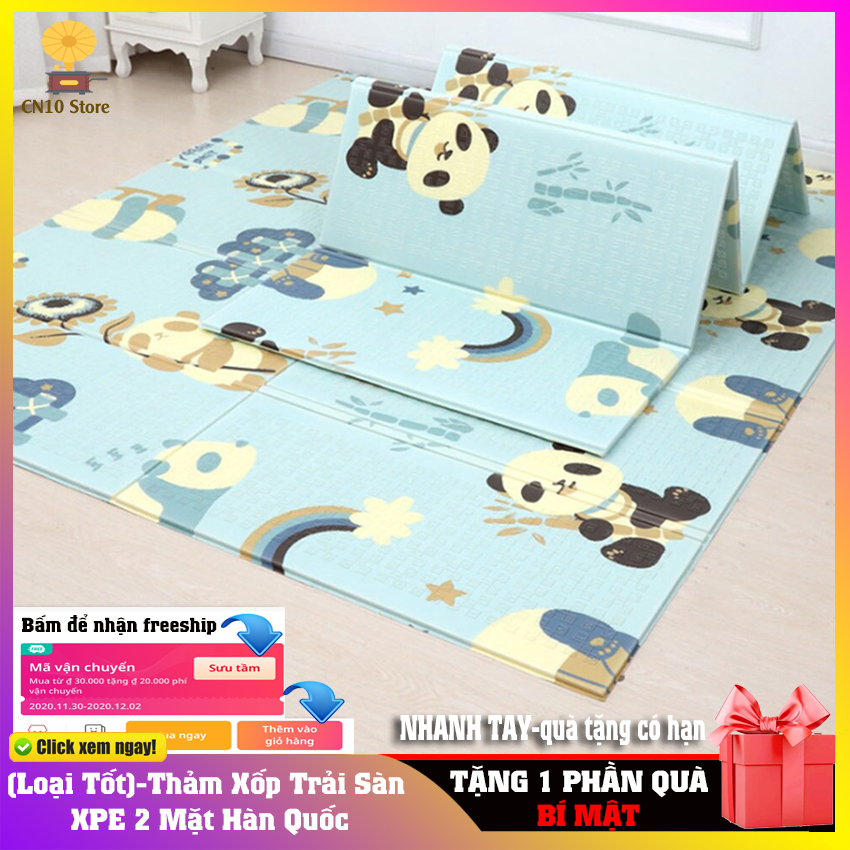 (Loại Tốt)-Thảm xốp Trải Sàn XPE 2 Mặt Hàn Quốc - Phủ Silicon Chống Thấm Tuyệt Đối Dễ Gấp Gọn, Cho Bé Tập Bò - [TILI10 Shop]