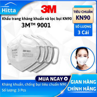 Khẩu trang 3M 9001 chống bụi siêu mịn, bụi, vi khuẩn 3 cái