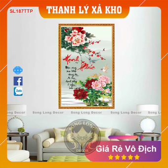 Tranh Dán Tường Chữ Hạnh Phúc- SL187TTP-Tranh 3d Thư Pháp - Song Long Decor