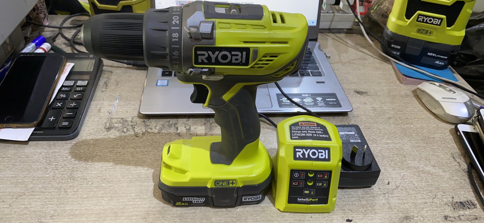 Set khoan ryobi, pin 2ah và sạc