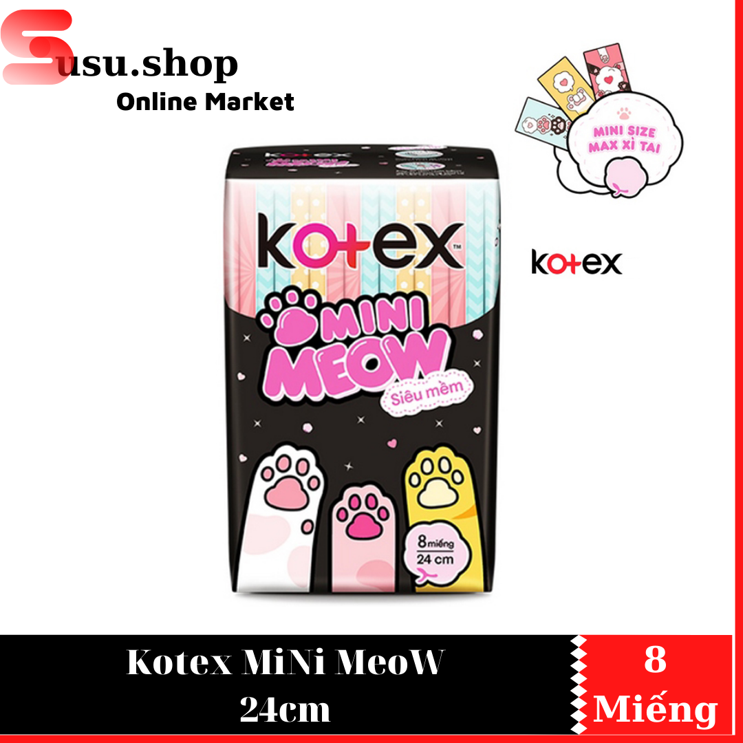 Băng vệ sinh Kotex Siêu Mềm Siêu Mỏng Cánh Mini Meow 24cm
