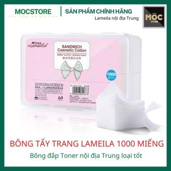 Bông tẩy trang Lameila chính hãng 1000 miếng loại mỏng siêu dai vuông to không tốn nước giữ ẩm đắp toner hàng nội địa Trung cao cấp giá rẻ không để lại sợi bông trên da, nature care vn