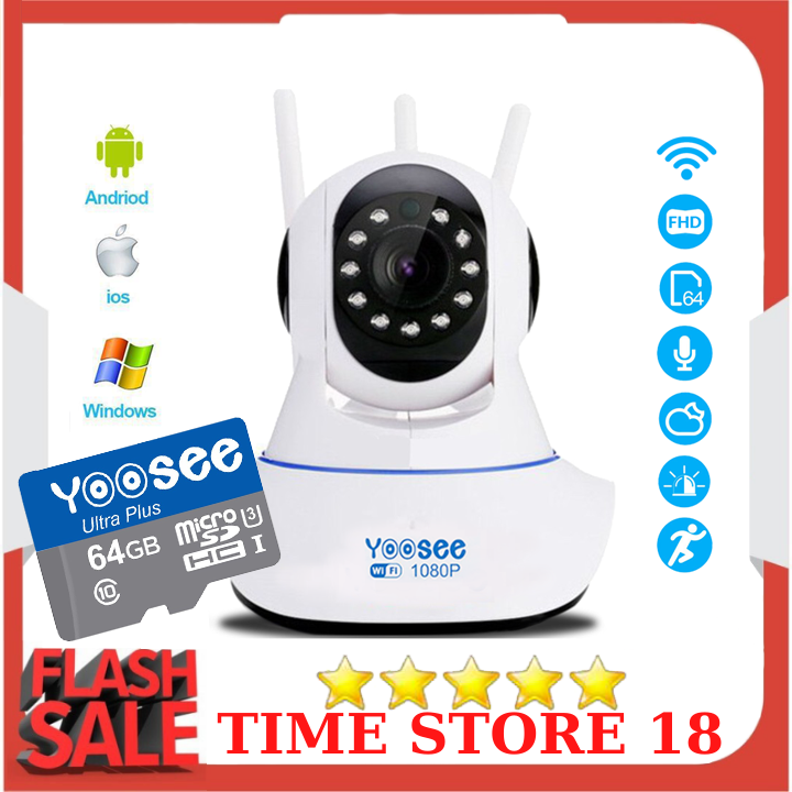 Camera ip wifi yoosee 3 râu fullhd độ phân giải 2.0m quan sát 360° - đàm thoại 2 chiều