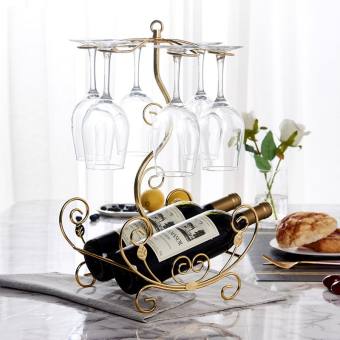 Giá treo 6 ly vang kèm kệ vang phong cách Châu Âu Kệ ly vang decor phòng khách