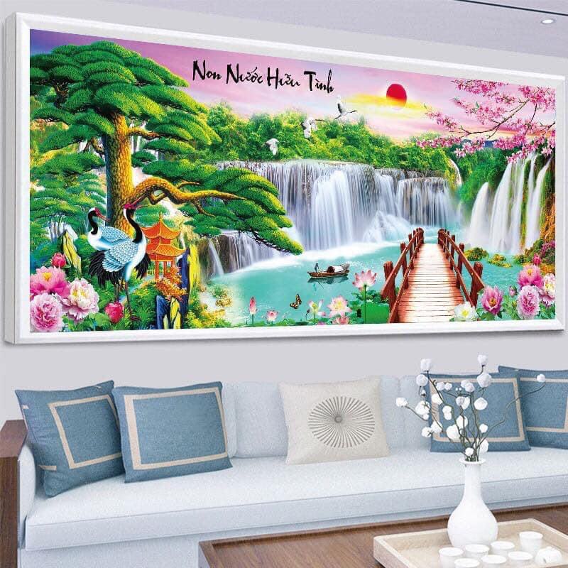 Tranh đính đá 5D phong cảnh Non Nước Hữu Tình  - chưa đính đá