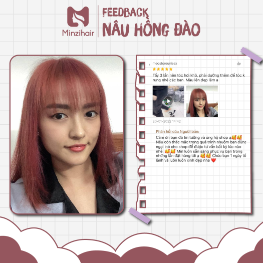 Nhuộm Tóc Màu Nâu Hồng Đào - [FEEDBACK THẬT] - Lên Từ Nền Tóc Nâu - Tặng Trợ Dưỡng Oxy